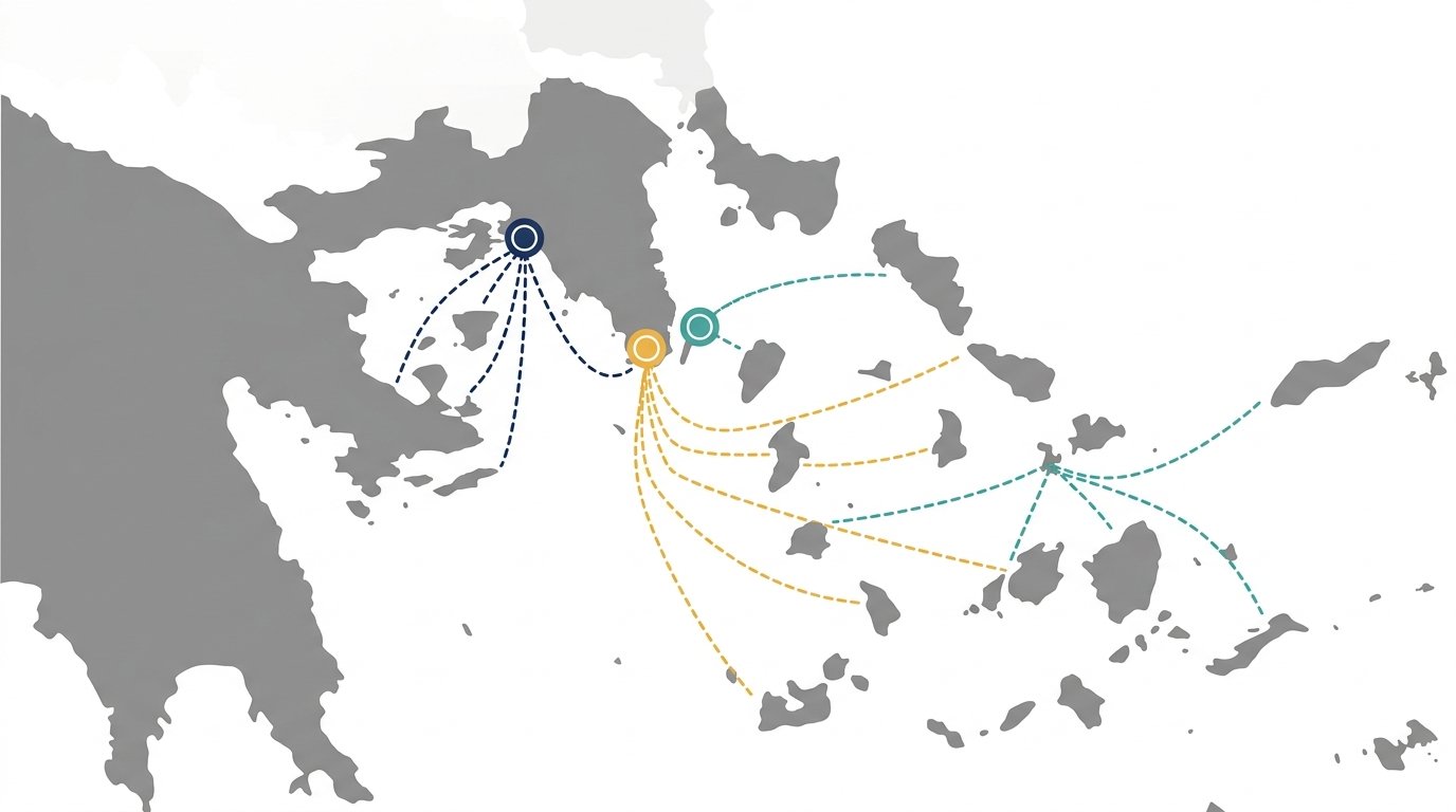 Infographic νησιά ανά λιμάνι Πειραιάς Ραφήνα Λαύριο